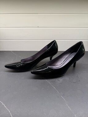 Bia Spiga Black Patent Pointed-Toe Pumps
